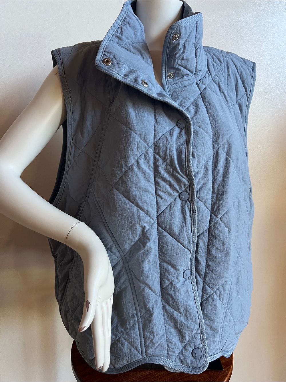 free people quin free people movement quilted  Sleeveless Vest - Dusty Blue